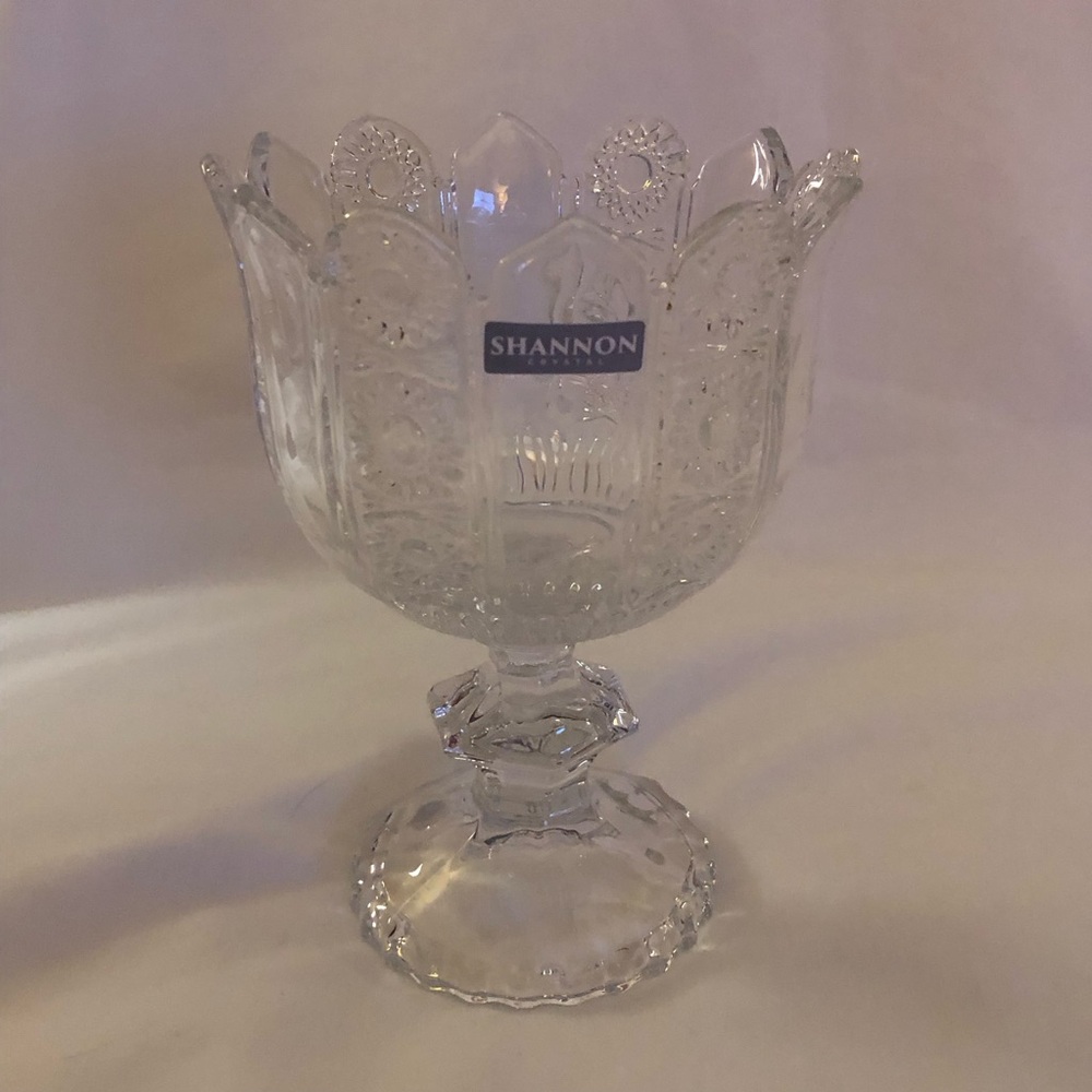 Godinger Clear Glass Footed Compote Candy Dish Candle Holder